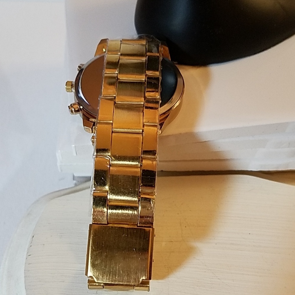 Geneva Gold Rhinestone Bracelet Band 9" - Picture 3 of 4